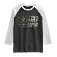 250th Anniversary Raglan Shirt 1776 2026 250 Years Birthday Patriotic Camouflage USA Flag