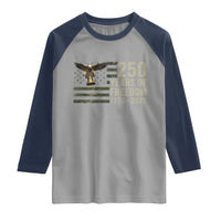 250th Anniversary Raglan Shirt 1776 2026 250 Years Birthday Patriotic Camouflage USA Flag