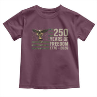 250th Anniversary Toddler T Shirt 1776 2026 250 Years Birthday Patriotic Camouflage USA Flag