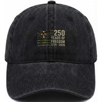 250th Anniversary Washed Cotton Baseball Cap 1776 2026 250 Years Birthday Patriotic Camouflage USA Flag
