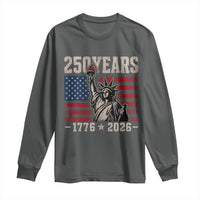 USA Independence 250th Anniversary Long Sleeve Shirt Patriotic Lady Liberty American Flag 250 Years 1776 2026