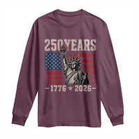 USA Independence 250th Anniversary Long Sleeve Shirt Patriotic Lady Liberty American Flag 250 Years 1776 2026