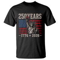 USA Independence 250th Anniversary T Shirt Patriotic Lady Liberty American Flag 250 Years 1776 2026