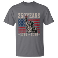 USA Independence 250th Anniversary T Shirt Patriotic Lady Liberty American Flag 250 Years 1776 2026