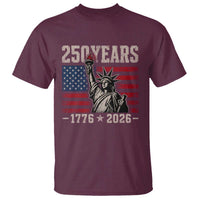 USA Independence 250th Anniversary T Shirt Patriotic Lady Liberty American Flag 250 Years 1776 2026