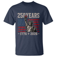 USA Independence 250th Anniversary T Shirt Patriotic Lady Liberty American Flag 250 Years 1776 2026