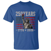 USA Independence 250th Anniversary T Shirt Patriotic Lady Liberty American Flag 250 Years 1776 2026