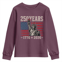USA Independence 250th Anniversary Youth Sweatshirt Patriotic Lady Liberty American Flag 250 Years 1776 2026
