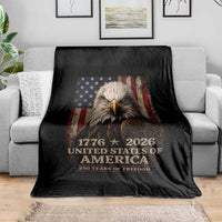 250 Anniversary USA Flag Throw Blanket Vintage Bald Eagle Patriotic 1776 2026 250 Years Birthday