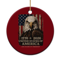 250 Anniversary USA Flag Ceramic Ornament Vintage Bald Eagle Patriotic 1776 2026 250 Years Birthday