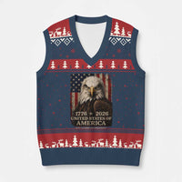 250 Anniversary USA Flag V-Neck Knit Sweater Vest Vintage Bald Eagle Patriotic 1776 2026 250 Years Birthday