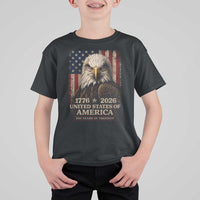 250 Anniversary USA Flag T Shirt For Kid Vintage Bald Eagle Patriotic 1776 2026 250 Years Birthday