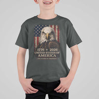 250 Anniversary USA Flag T Shirt For Kid Vintage Bald Eagle Patriotic 1776 2026 250 Years Birthday