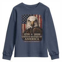 250 Anniversary USA Flag Youth Sweatshirt Vintage Bald Eagle Patriotic 1776 2026 250 Years Birthday