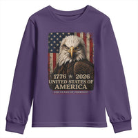 250 Anniversary USA Flag Youth Sweatshirt Vintage Bald Eagle Patriotic 1776 2026 250 Years Birthday
