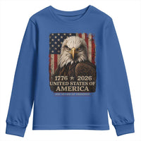 250 Anniversary USA Flag Youth Sweatshirt Vintage Bald Eagle Patriotic 1776 2026 250 Years Birthday