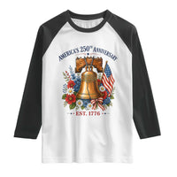 250 Anniversary Raglan Shirt Floral Liberty Bell USA 250th American 4th July 2026