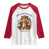 250 Anniversary Raglan Shirt Floral Liberty Bell USA 250th American 4th July 2026