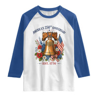 250 Anniversary Raglan Shirt Floral Liberty Bell USA 250th American 4th July 2026