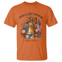 250 Anniversary T Shirt Floral Liberty Bell USA 250th American 4th July 2026