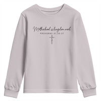 Motherhood Is Kingdom Work Youth Sweatshirt Christian Mom Floral Mama Mothers Day