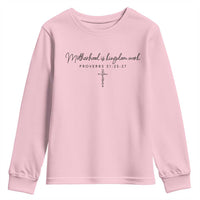 Motherhood Is Kingdom Work Youth Sweatshirt Christian Mom Floral Mama Mothers Day