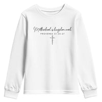 Motherhood Is Kingdom Work Youth Sweatshirt Christian Mom Floral Mama Mothers Day