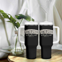 Motherhood Is Kingdom Work Tumbler With Handle Cute Christian Mom Mothers Day Floral Jesus