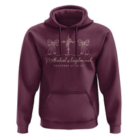 Motherhood Is Kingdom Work Hoodie Cute Christian Mom Mothers Day Coquette Bow Cross