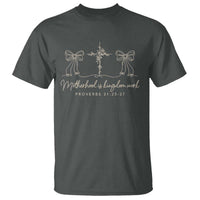 Motherhood Is Kingdom Work T Shirt Cute Christian Mom Mothers Day Coquette Bow Cross