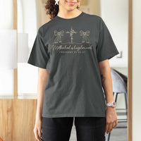 Motherhood Is Kingdom Work T Shirt For Women Cute Christian Mom Mothers Day Coquette Bow Cross