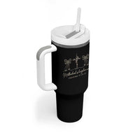 Motherhood Is Kingdom Work Tumbler With Handle Cute Christian Mom Mothers Day Coquette Bow Cross