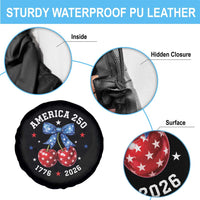 250 Anniversary USA Spare Tire Cover Cherry Coquette Bow 4th Of July 1776 2026 250th Birthday