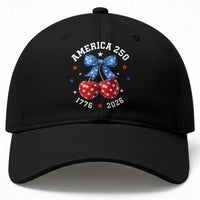 250 Anniversary USA Baseball Cap Cherry Coquette Bow 4th Of July 1776 2026 250th Birthday
