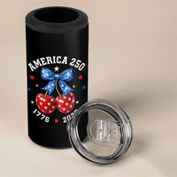 250 Anniversary USA 4 in 1 Can Cooler Tumbler Cherry Coquette Bow 4th Of July 1776 2026 250th Birthday