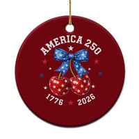 250 Anniversary USA Ceramic Ornament Cherry Coquette Bow 4th Of July 1776 2026 250th Birthday