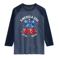 250 Anniversary USA Raglan Shirt Cherry Coquette Bow 4th Of July 1776 2026 250th Birthday
