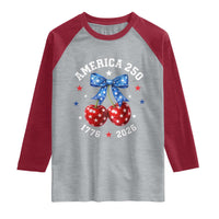 250 Anniversary USA Raglan Shirt Cherry Coquette Bow 4th Of July 1776 2026 250th Birthday