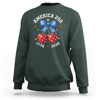 250 Anniversary USA Sweatshirt Cherry Coquette Bow 4th Of July 1776 2026 250th Birthday