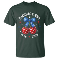 250 Anniversary USA T Shirt Cherry Coquette Bow 4th Of July 1776 2026 250th Birthday