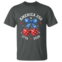 250 Anniversary USA T Shirt Cherry Coquette Bow 4th Of July 1776 2026 250th Birthday
