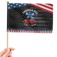 250 Anniversary USA Patriotic Handheld Flag Cherry Coquette Bow 4th Of July 1776 2026 250th Birthday