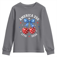 250 Anniversary USA Youth Sweatshirt Cherry Coquette Bow 4th Of July 1776 2026 250th Birthday