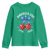 250 Anniversary USA Youth Sweatshirt Cherry Coquette Bow 4th Of July 1776 2026 250th Birthday