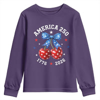 250 Anniversary USA Youth Sweatshirt Cherry Coquette Bow 4th Of July 1776 2026 250th Birthday