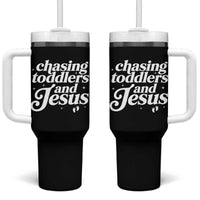 Christian Mom Tumbler With Handle Chasing Jesus And Toddlers