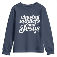 Christian Mom Youth Sweatshirt Chasing Jesus And Toddlers