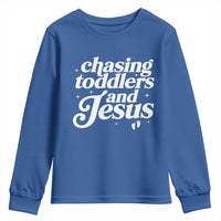 Christian Mom Youth Sweatshirt Chasing Jesus And Toddlers