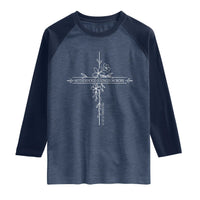 Motherhood Is Kingdom Work Raglan Shirt Floral Cross Christian Mama Mothers Day