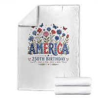 Floral 250th Anniversary Throw Blanket Wildflower Independence Day 250 Years Birthday 1776 2026